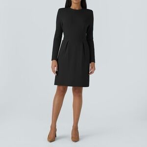 NWT Halara Round Neck Shoulder Pad Long Sleeve Work Dress in Black size X-Small